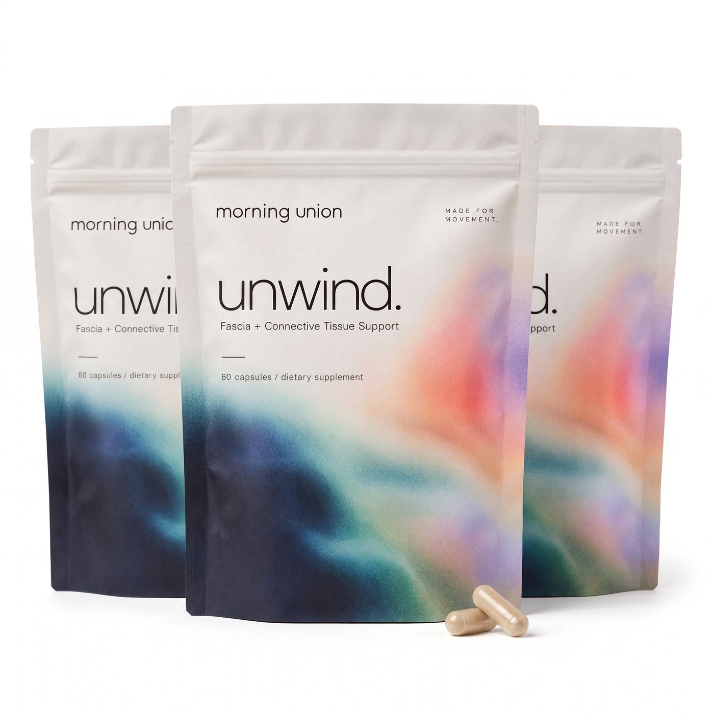 Three pouches of unwind., a 3-month supply